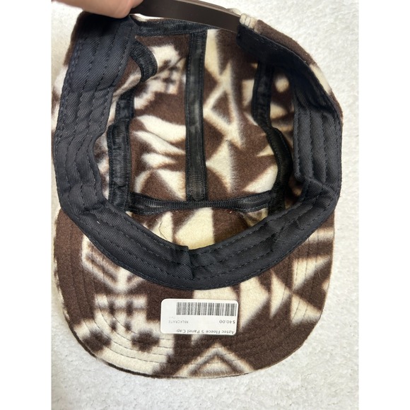 Milkcrate Athletics Aztec Fleece 5 Panel Hat Brown‎ Cream Geometric Snapback Cap - Picture 4 of 6